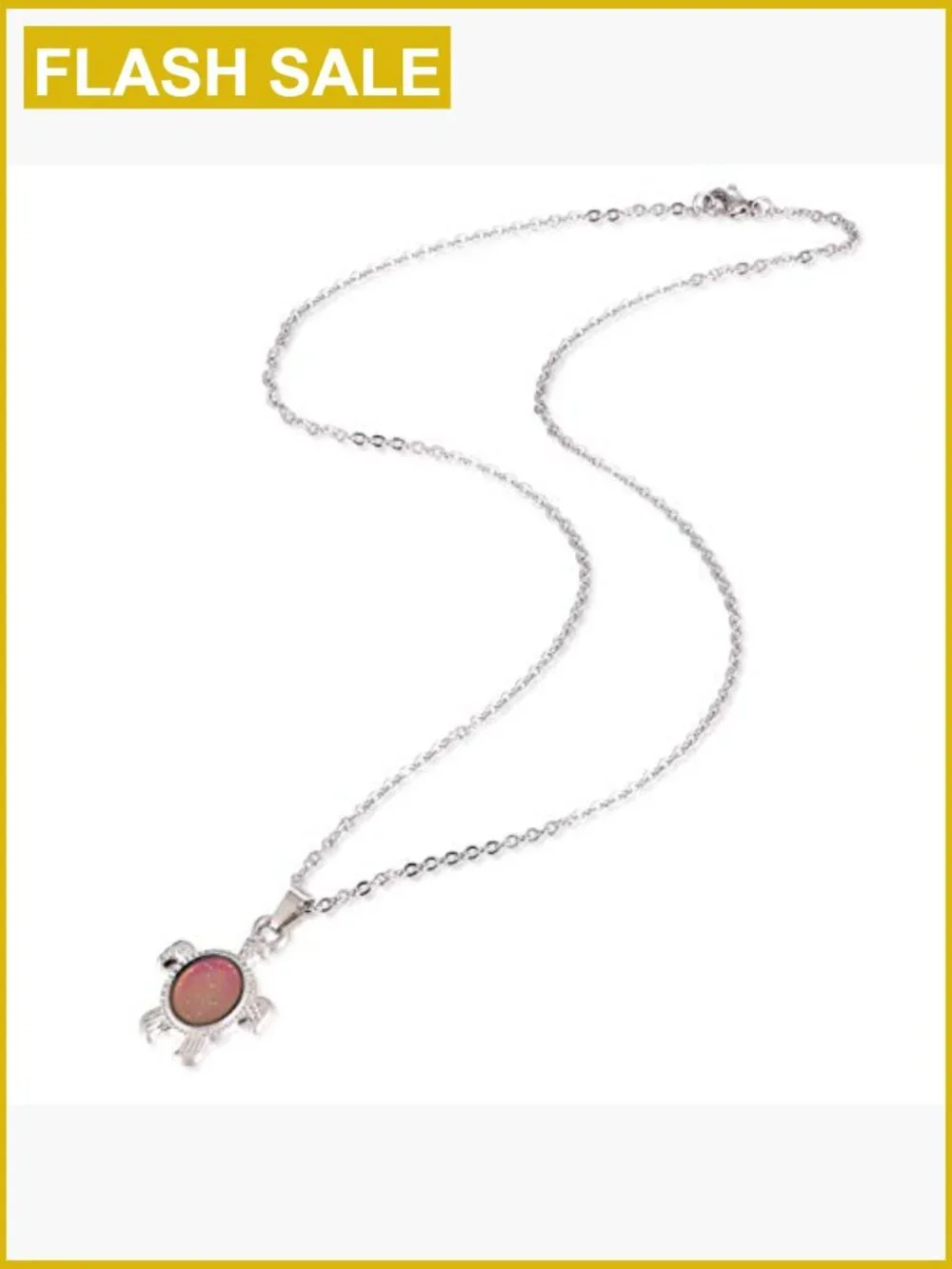 Temperature Sensing Color Changing Pendant Necklace Stainless Steel Chain